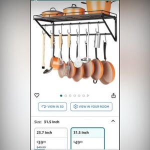 OROPY 31.5 Inch Wall Mounted Pot Rack Storage Shelf with 2 Tier
Brand New in Box